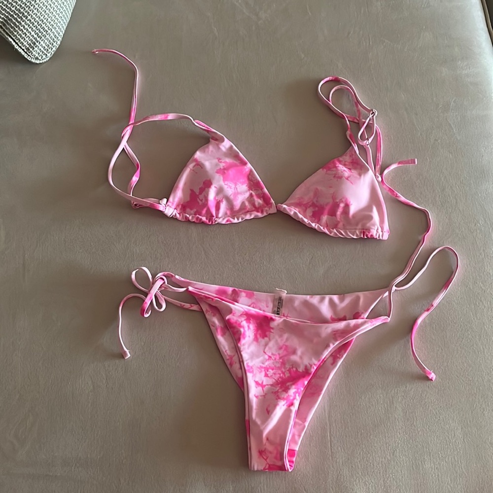 Zaful pink tie dye string bikini